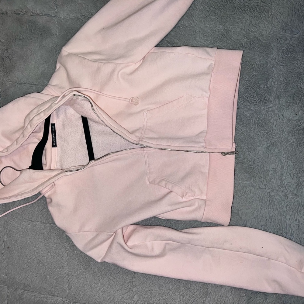 Brandy Melville Pink Plush Hooded Jacket